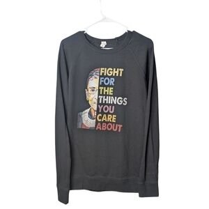 RBG Ruth Bader Ginsburg Graphic Long Sleeve Black Sweater Women's Small LOVE EUC